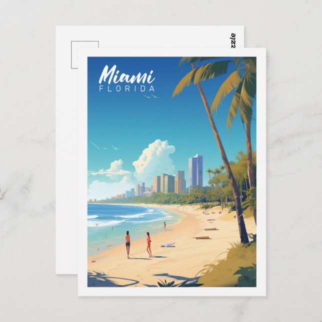 Cartão Postal Miami Flórida USA Famoso Viagem Place (Frente/Verso)