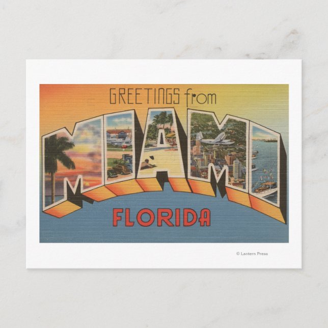 Cartão Postal Miami, FlóridaLarge - Letra ScenesMiami, FL (Frente)