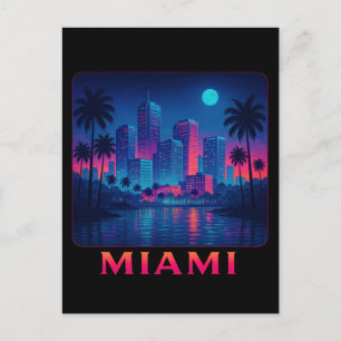 Cartão Postal Miami Moonrise - Horizonte Neon