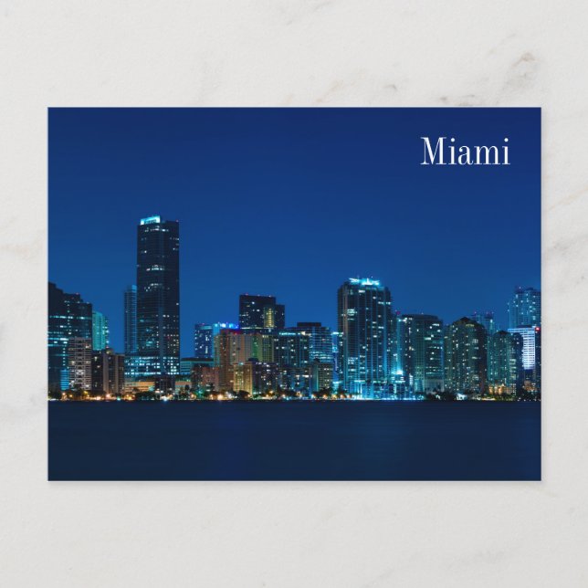 Cartão Postal Miami skyline em panorama noturno - Cartão-postal (Frente)