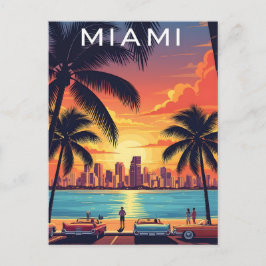 Cartão Postal Miami Skyline Sunset