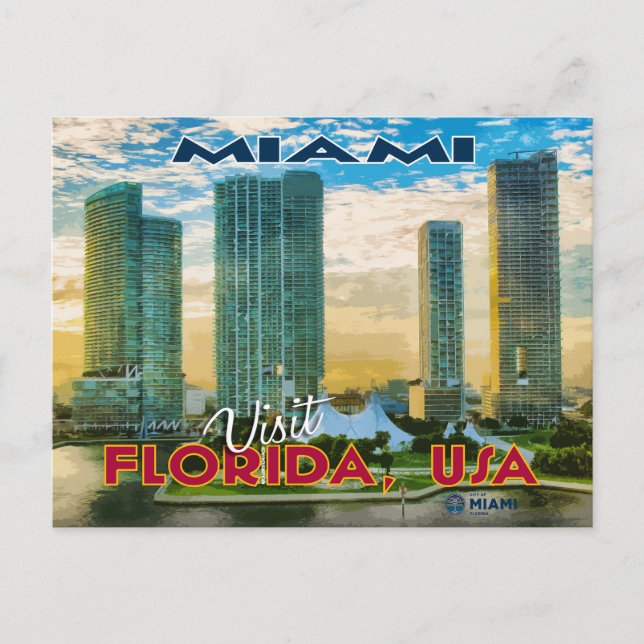 Cartão Postal Miami, Visite a Flórida (Frente)