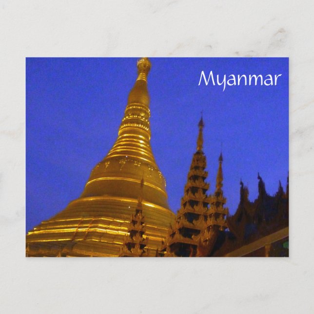 Cartão Postal mianmar da noite de shwedagon (Frente)