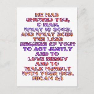 Cartão Postal Micah 6:8