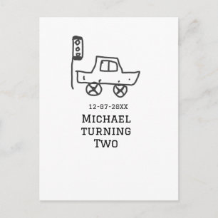 Cartão Postal Michael completando dois anos de idade carro brinq
