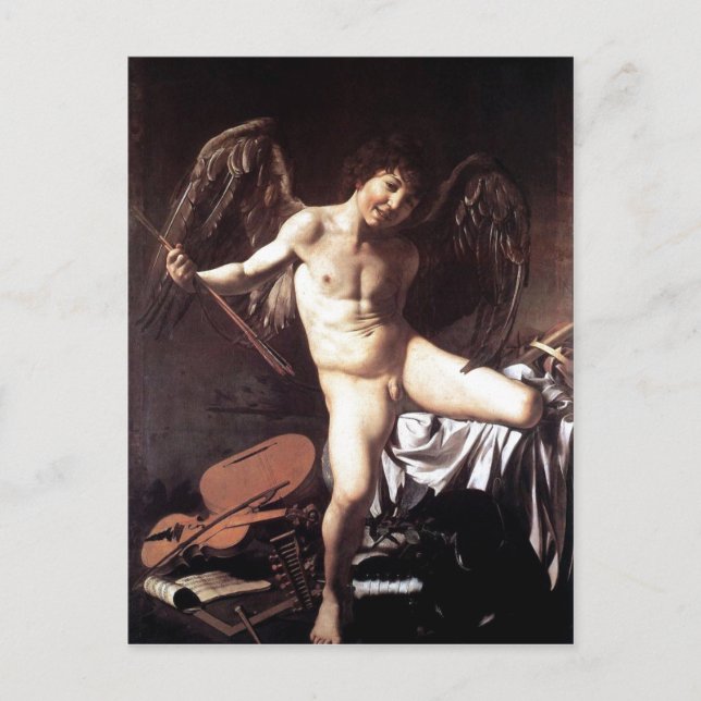 Cartão Postal Michelangelo da Caravaggio Amor como Vencedor por  (Frente)