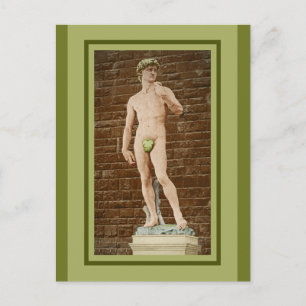 CARTÃO POSTAL MICHELANGELO DAVID COM FOLHA DE FIG