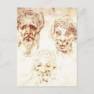 Cartão Postal Michelangelo - Estudos de Grotescos