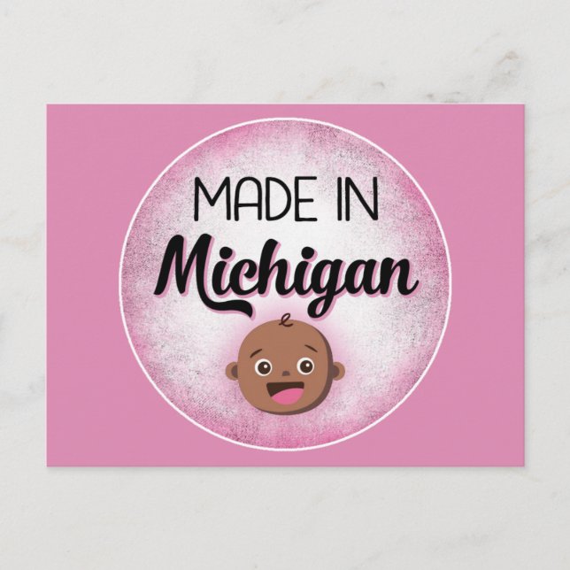 Cartão Postal Michigan Baby Funny Pink African American Black (Frente)