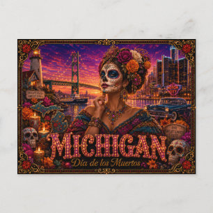Cartão Postal Michigan Dia dos Mortos Retro
