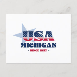 Cartão Postal Michigan em Red, White e Blue Postcard