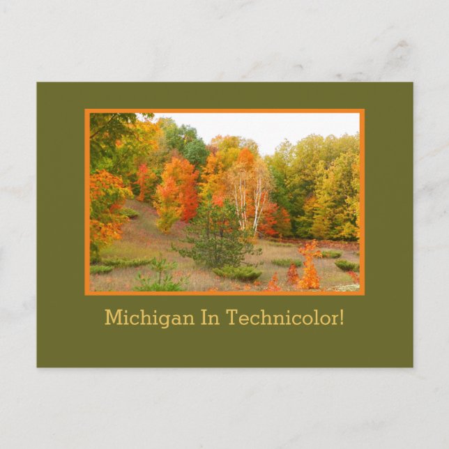 CARTÃO POSTAL MICHIGAN EM TÉCNICA!/OUTUMN CHEGA EM MICHIGA (Frente)