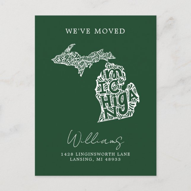 Cartão Postal MICHIGAN | Nossa Mudança de Endereço (Frente)