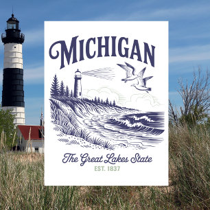 Cartão Postal Michigan O Grande Estado dos Lagos Est. 1837