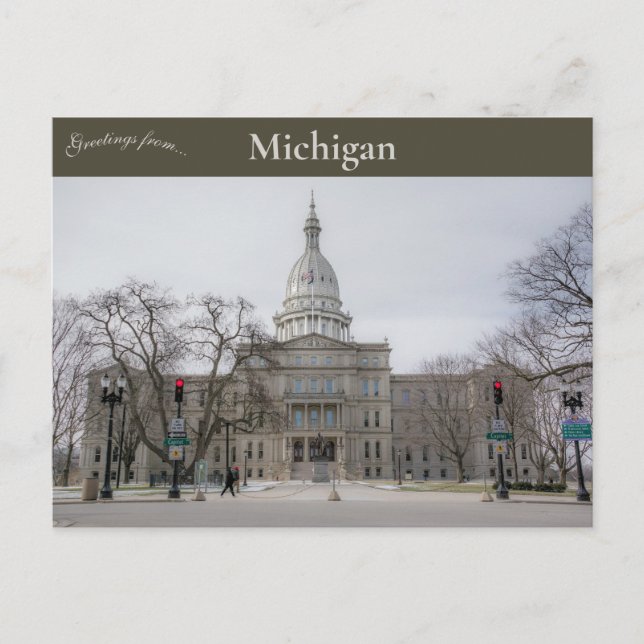 Cartão Postal Michigan Sate Capitol Lansing Michigan (Frente)