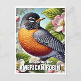 Cartão Postal Michigan State Bird American Robin