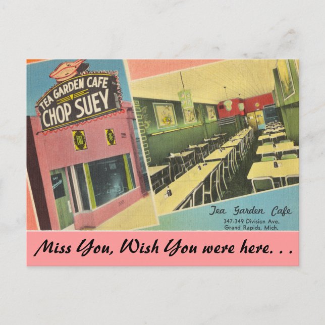 Cartão Postal Michigan, Tea Garden Cafe, Grand Rapids (Frente)