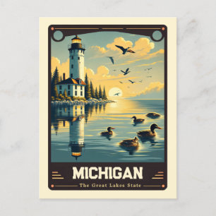 Cartão Postal Michigan Vintage espirituosa patriótica