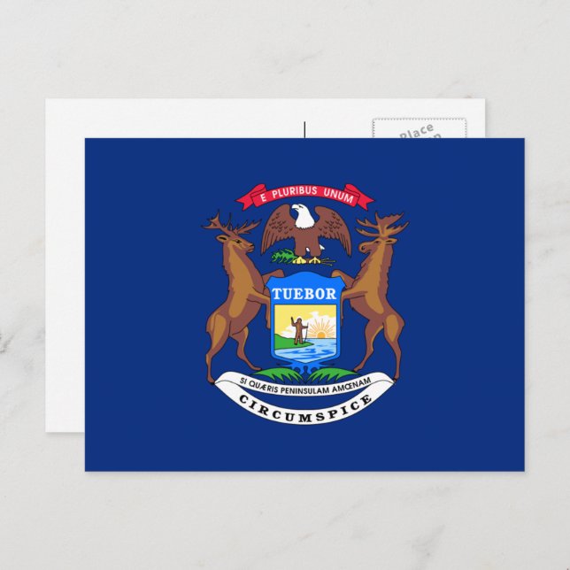 Cartão Postal Michigander Flag, Flag de Michigan (Frente/Verso)