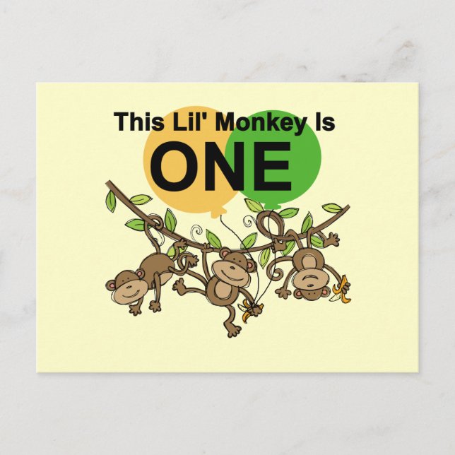 Cartão Postal Micos-macacos primeiro aniversario camisas e prese (Frente)