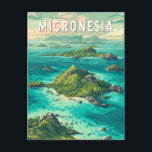 Cartão Postal Micronesia Illustration Travel Art Vintage<br><div class="desc">Micronesia retro vector travel design. Micronesia is a Pacific island region known for its crystal-clear lagoons,  ancient stone ruins,  and vibrant island cultures. Spread across thousands of islands,  it offers pristine nature,  world-class diving,  and a tranquil escape far from crowded destinations.</div>