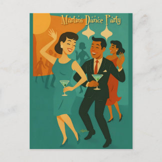 Cartão Postal Mid Century Martini Dance Party