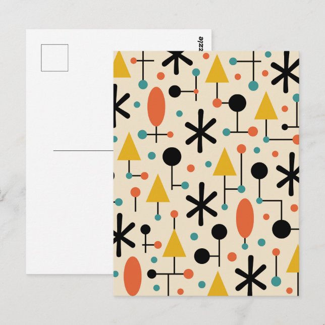 Cartão Postal Mid Century Modern Starburst Pattern (Frente/Verso)