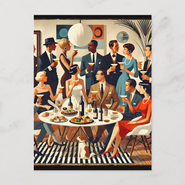 Cartão Postal Mid Century Modern The Martini Intellectuals  (Frente)