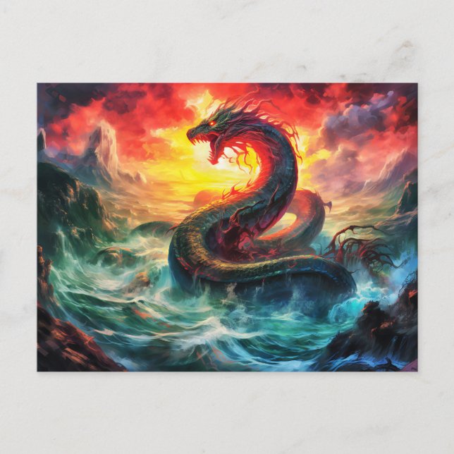 Cartão Postal Midgard snake in the norhtern sea Viking mythology (Frente)
