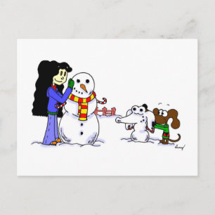 Cartão Postal Midge Building a Snowdog Postcard