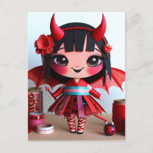Cartão Postal Mídia mista Bat Winged Devil Doll
