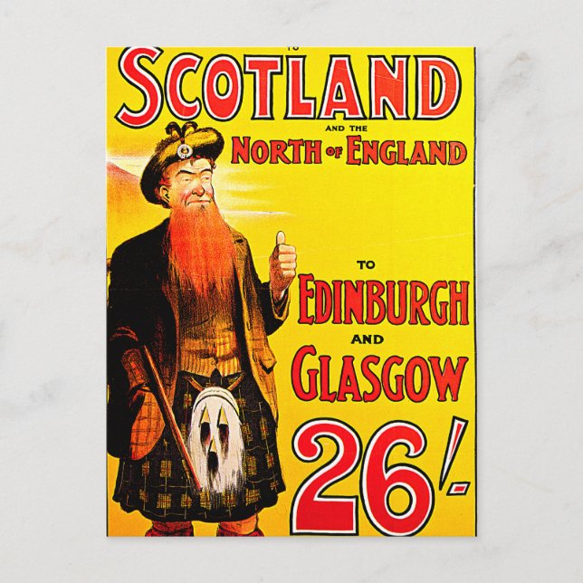 Cartão Postal Midland Rail Scotland Bagpipe Kilt Viagem Art (Frente)