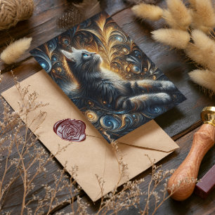 Cartão Postal Midnight Feline Elegance