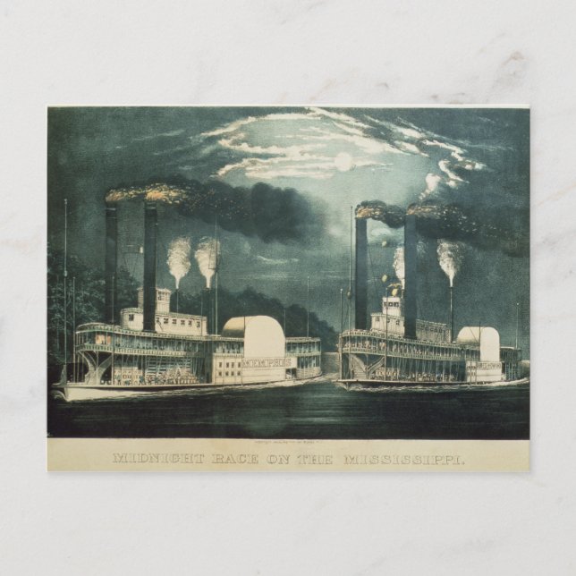 Cartão Postal Midnight Race no Mississippi, 1875 (Frente)