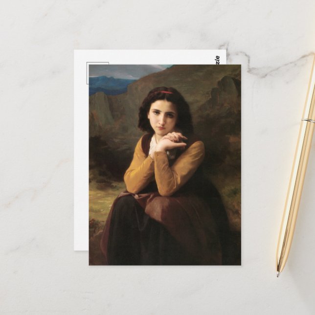 Cartão Postal Mignon Innocence of Adolescent Girl, Bouguereau (Frente/Verso In Situ)