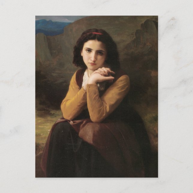 Cartão Postal Mignon (Sweet Young French Girl) (por Bouguereau) (Frente)