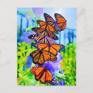 Cartão Postal Migração De Monarca De Aquarela ~ Salve O Monarc