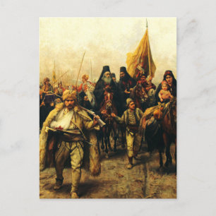 Cartão Postal Migração dos Sérvios por Paja Jovanovic Arte Fino