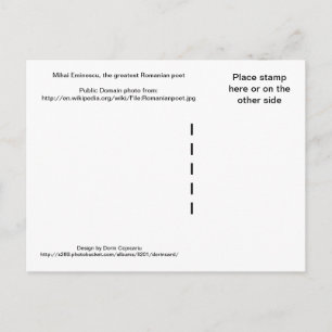 Cartão Postal Mihai Eminescu, o maior poeta romeno