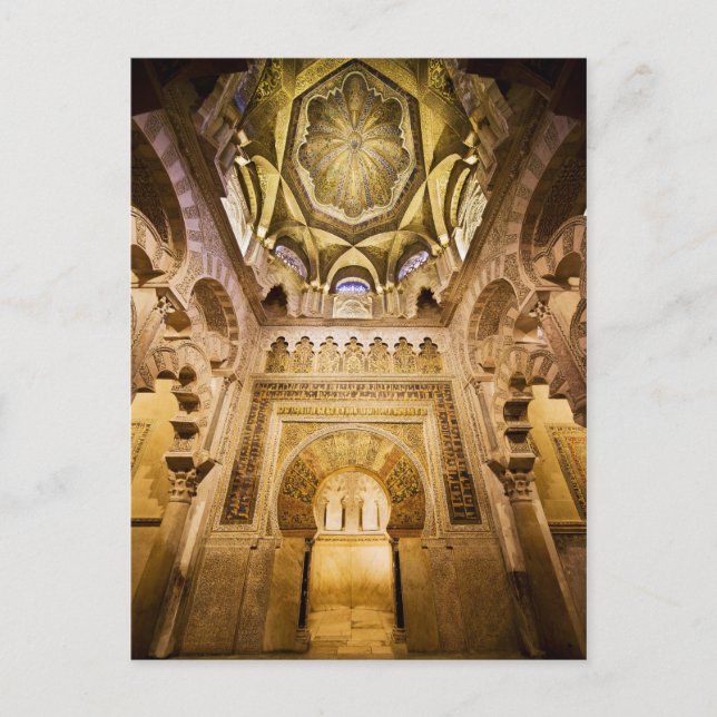 Cartão Postal Mihrab e Teto da Mezquita em Córdova (Frente)