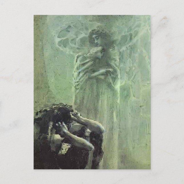 Cartão Postal Mikhail Vrubel- Demon e Angel com a Alma de Tamara (Frente)