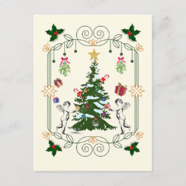 Cartão Postal Mikitiez gift noel holiday mistletoe angle