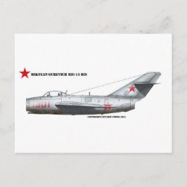 Cartão Postal Mikoyen-Gurevich MiG-15Bis Russo