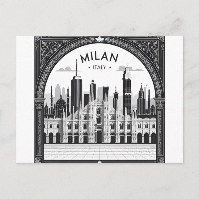 Cartão Postal Milan Itália Skyline (Frente)
