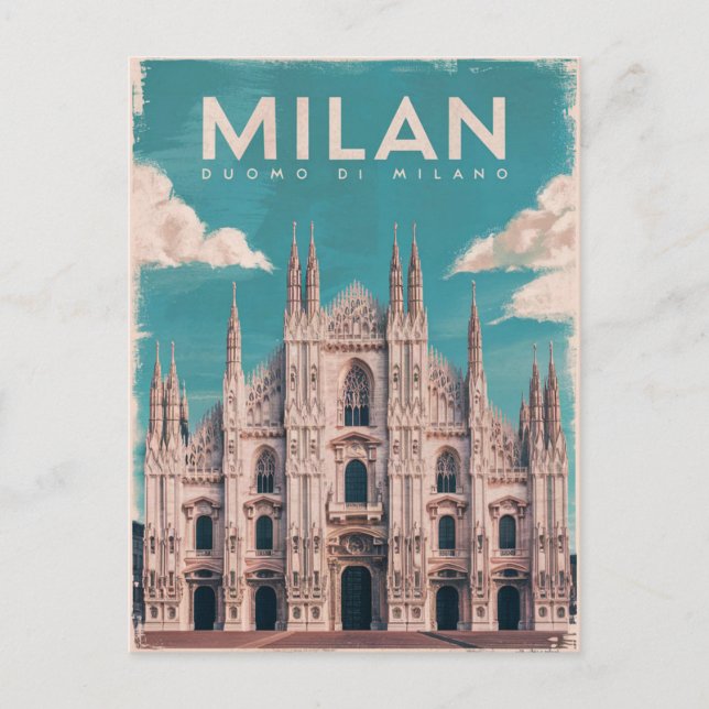 Cartão Postal Milano, Catedral de Milão, Watercolor (Frente)