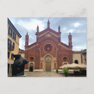 Cartão Postal Milano, Itália - antiga igreja, tijolos vermelhos