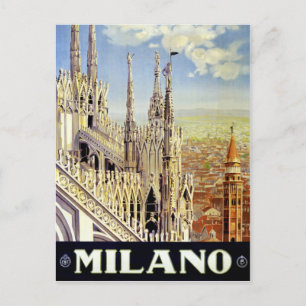 Cartão Postal Milano Itália - Viagens vintage Restauração da 