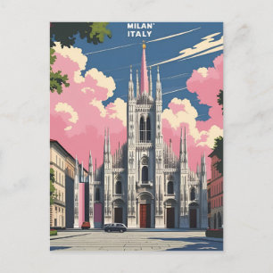 Cartão Postal Milão Itália Viagem Arte – Catedral Duomo Cidade