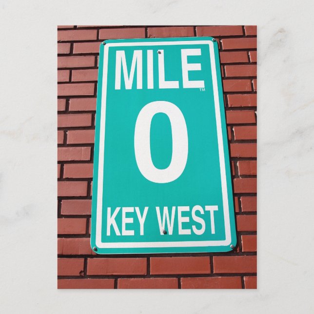 Cartão Postal Mile Marker 0 Sign Key West Florida (Frente)