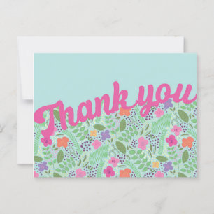 Cartão Postal Milefleur Estilizou Flores Pastéis Obrigado